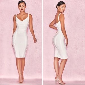 House of CB London White Belice Dress with Full Zipper Back